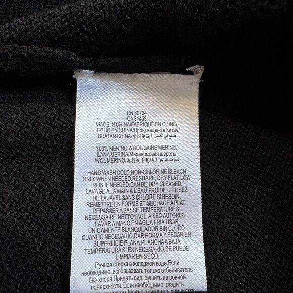 BCBG MAXAZRIA Black Merino Wool Cowl Neck Sweater Women’s M Minimalist artsy - Picture 7 of 7